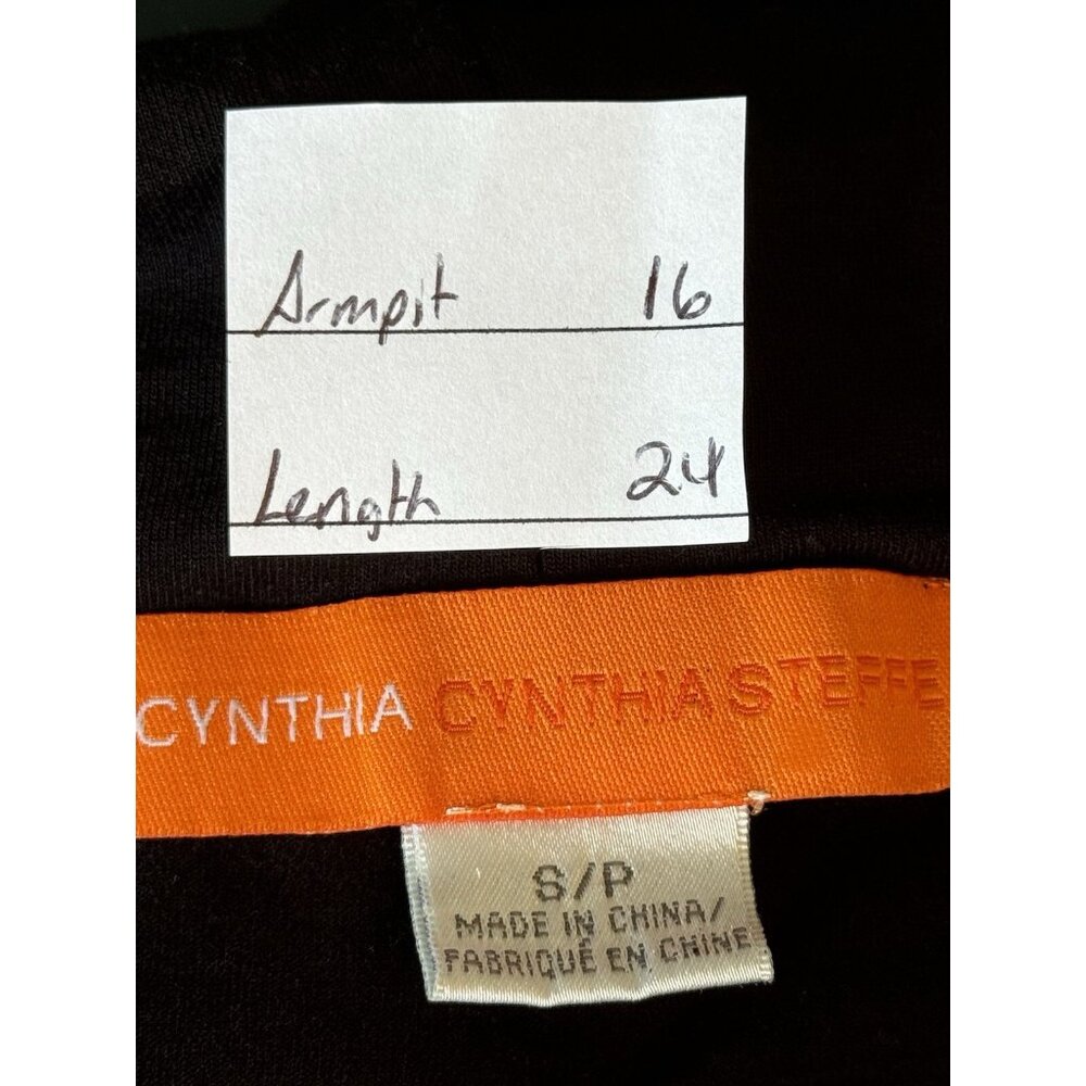 Cynthia Steffe Women’s Small Petite Black Sleeveless Draped Top Quiet Luxury - Picture 2 of 8